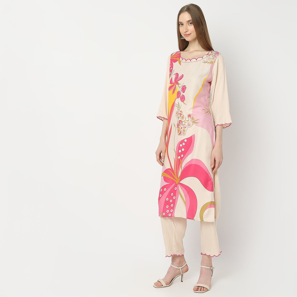 Straight Fit Printed Kurta and Pant with Dupatta Set