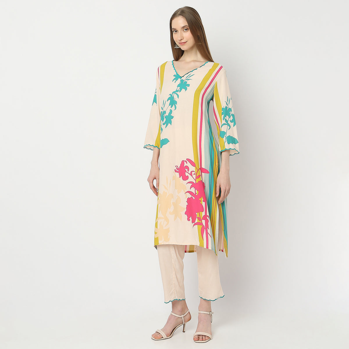 Straight Fit Printed Kurta and Pant with Dupatta Set