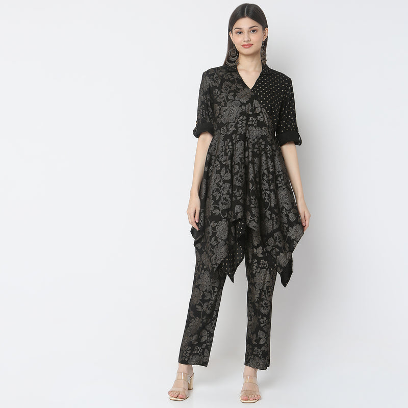 Flare Fit Printed Kurta with Pant Set