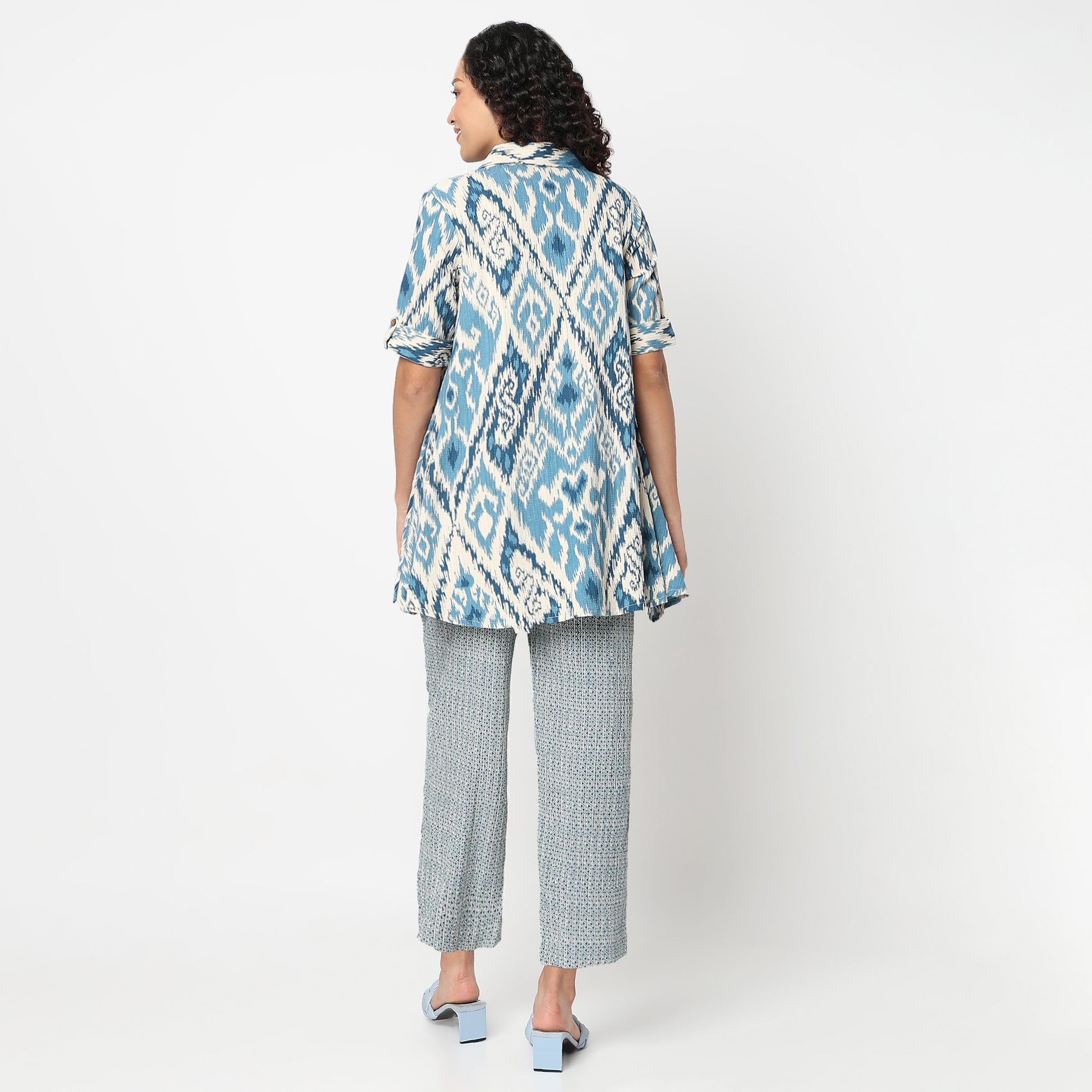 Regular Fit Printed Camp Collar Kurta with Pant Set