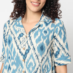 Regular Fit Printed Camp Collar Kurta with Pant Set