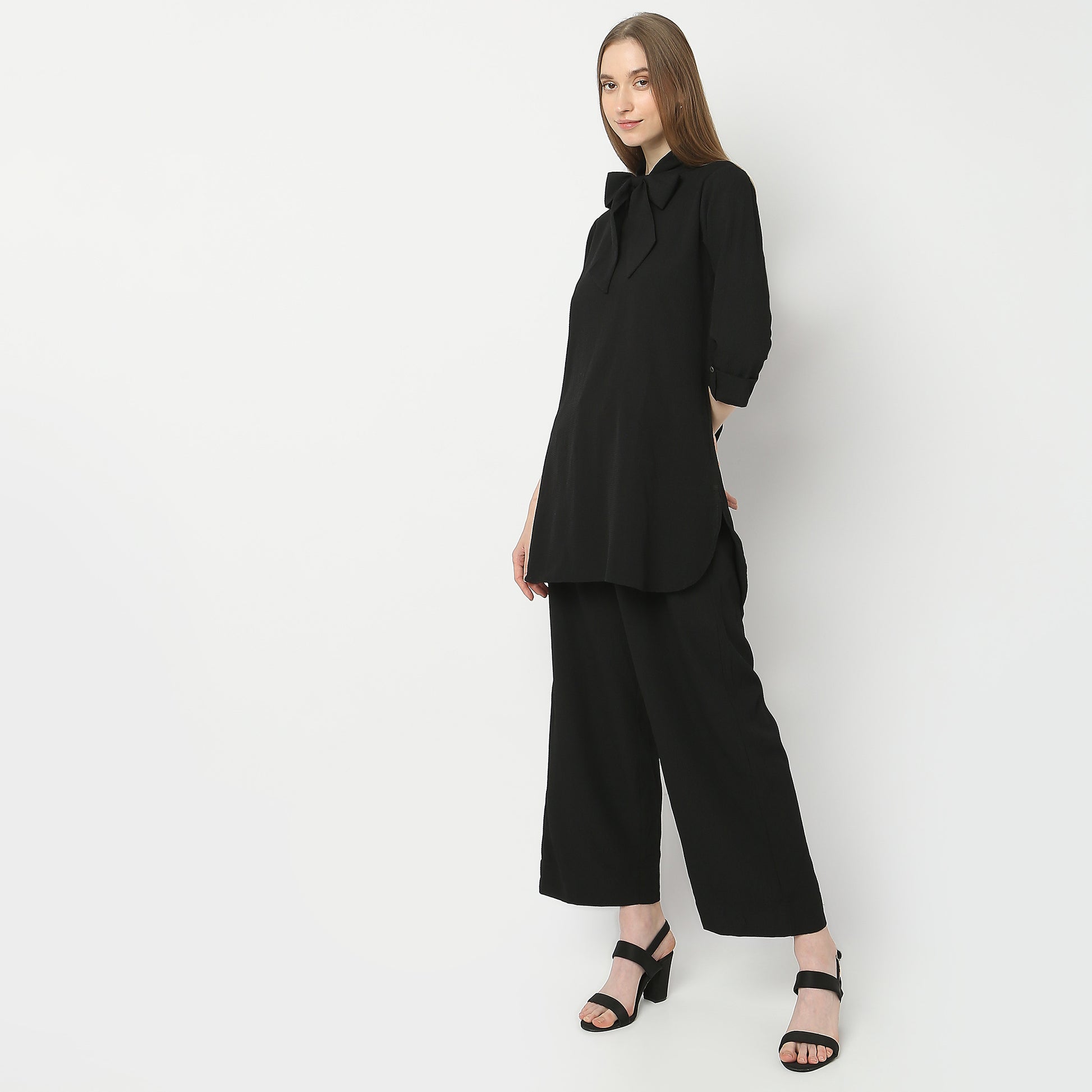 Flare Fit Solid Kurta with Pant Set