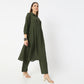 Flare Fit Box Inwared Pleat A-Line Kurta with Pant Set