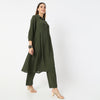 Flare Fit Box Inwared Pleat A-Line Kurta with Pant Set