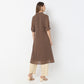 A-Line Centre Box Pleat Kurta with Short Collar and Pant Set