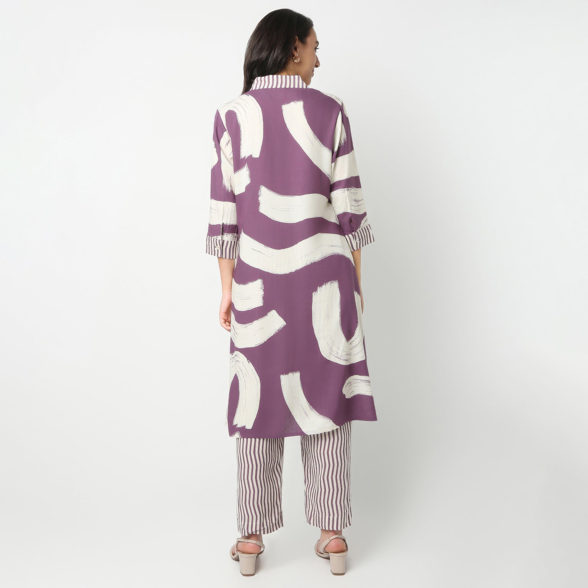 Flare Fit Printed V-Neck Kurta with Pant Set