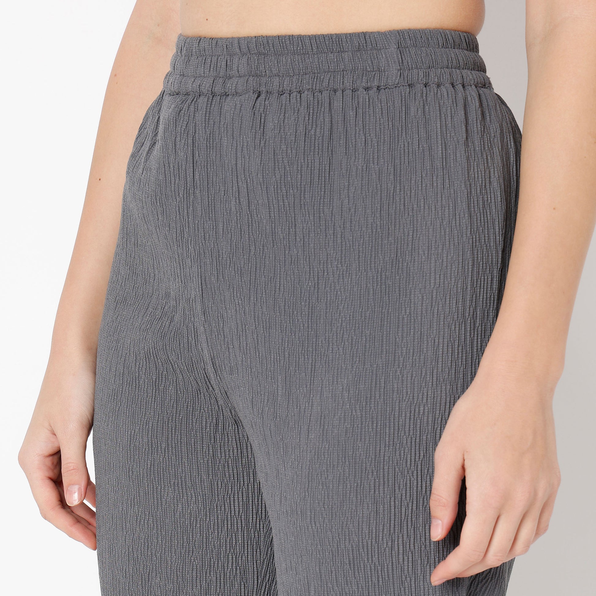 Flare Fit Solid Band Collar Kurta with Pant Set