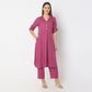Straight Fit Traditional Lapel Collar Kurta with Pant Set