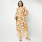 Straight Fit Printed Below Knee V-Neck Kurta With Pant Set