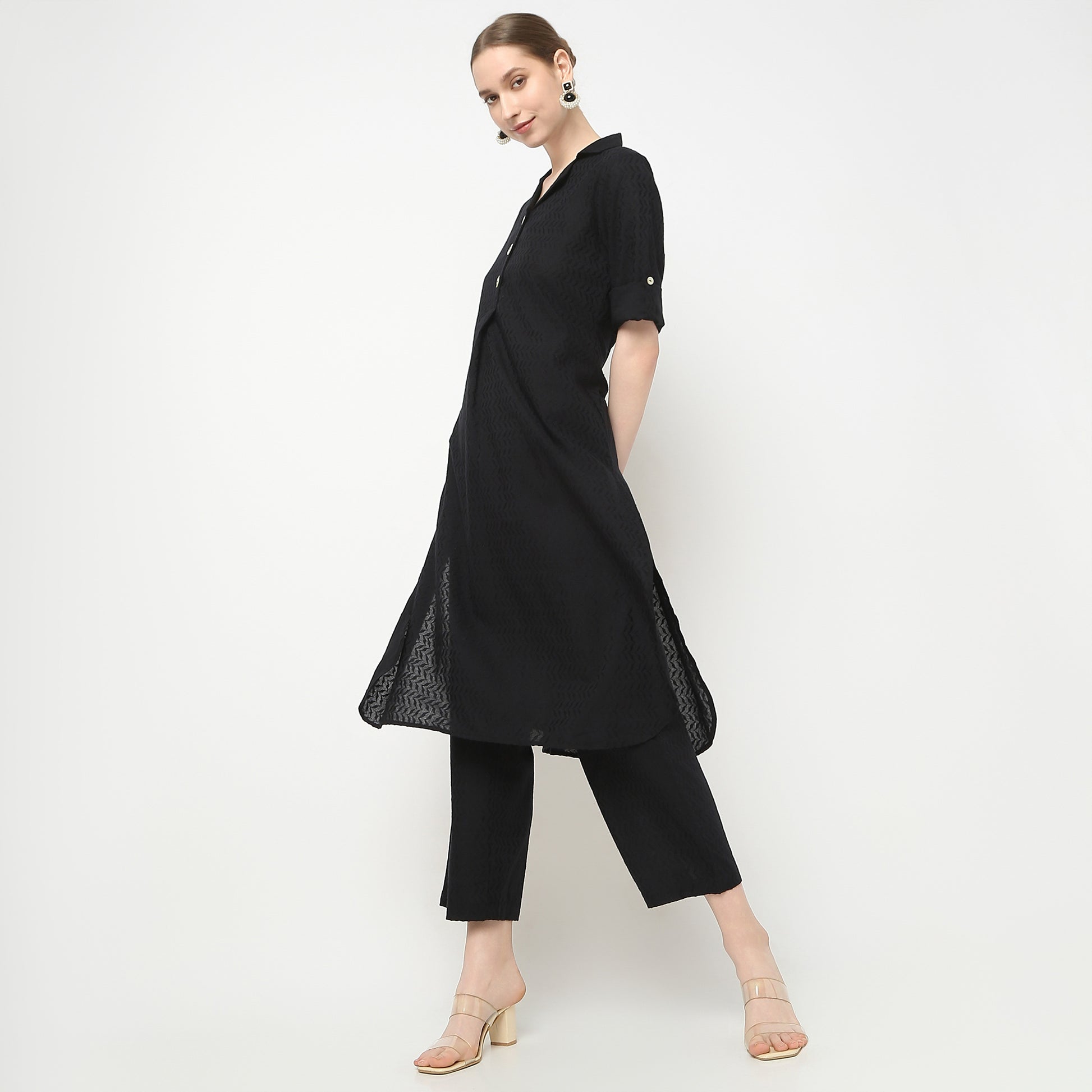 Straight Fit Solid Kurta with Pant Set