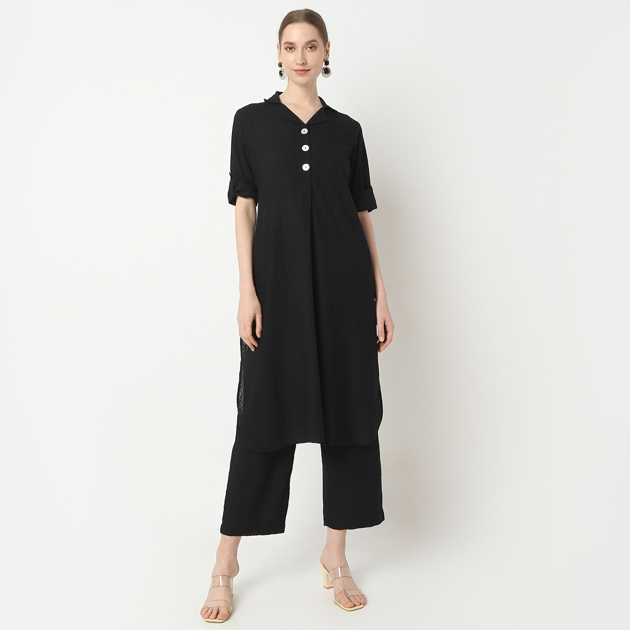 Straight Fit Solid Kurta with Pant Set