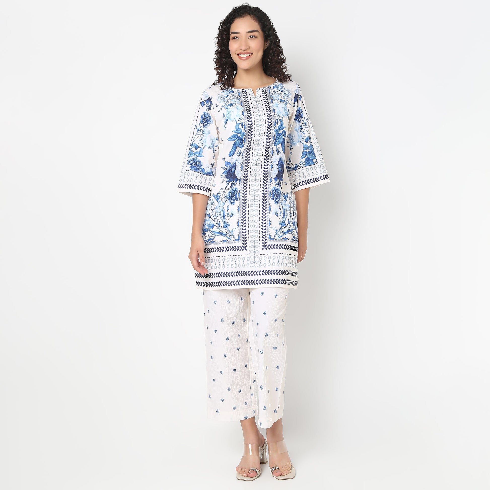 Printed Straight Kurta With Pant Set