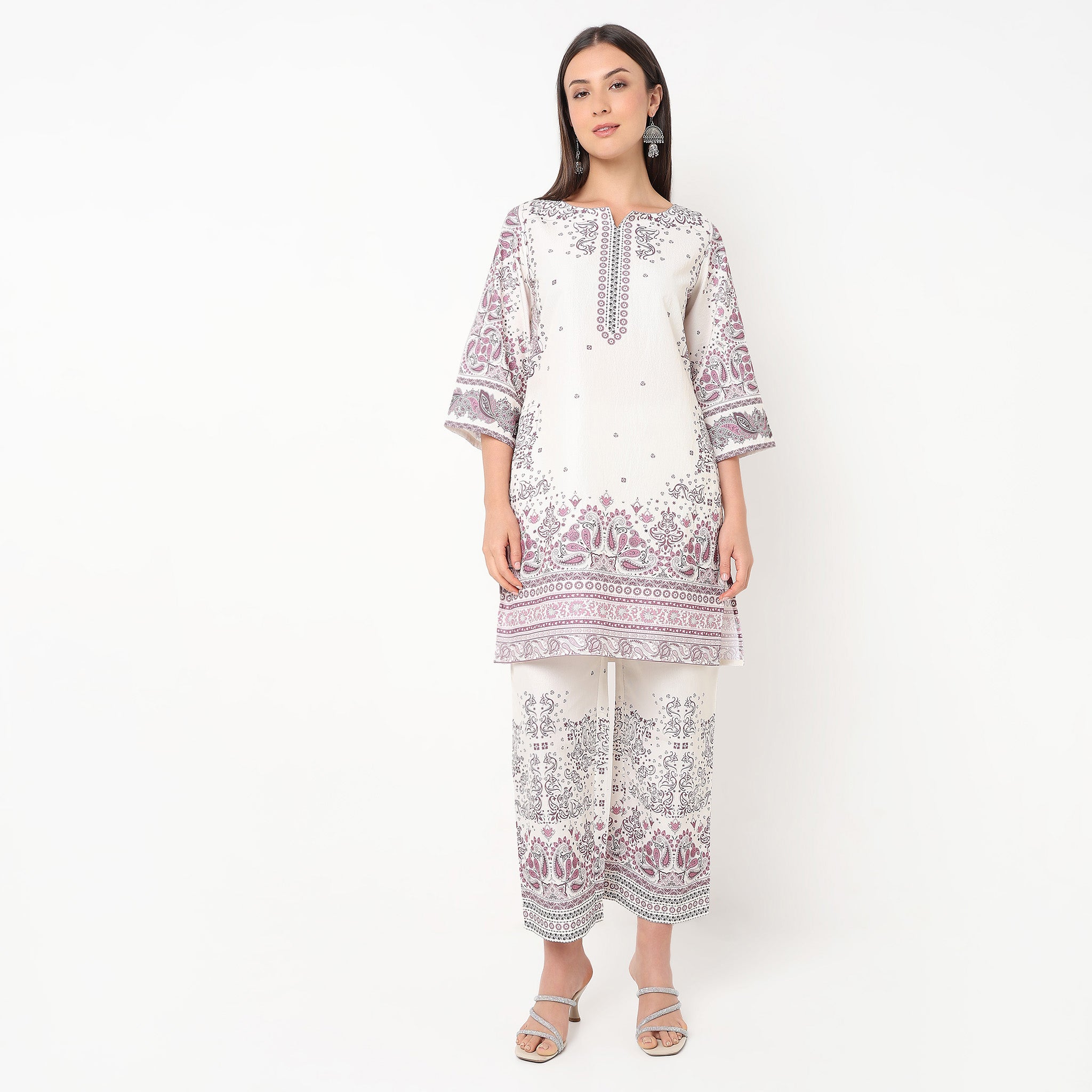 Digital Printed Round Neck Kurta Set