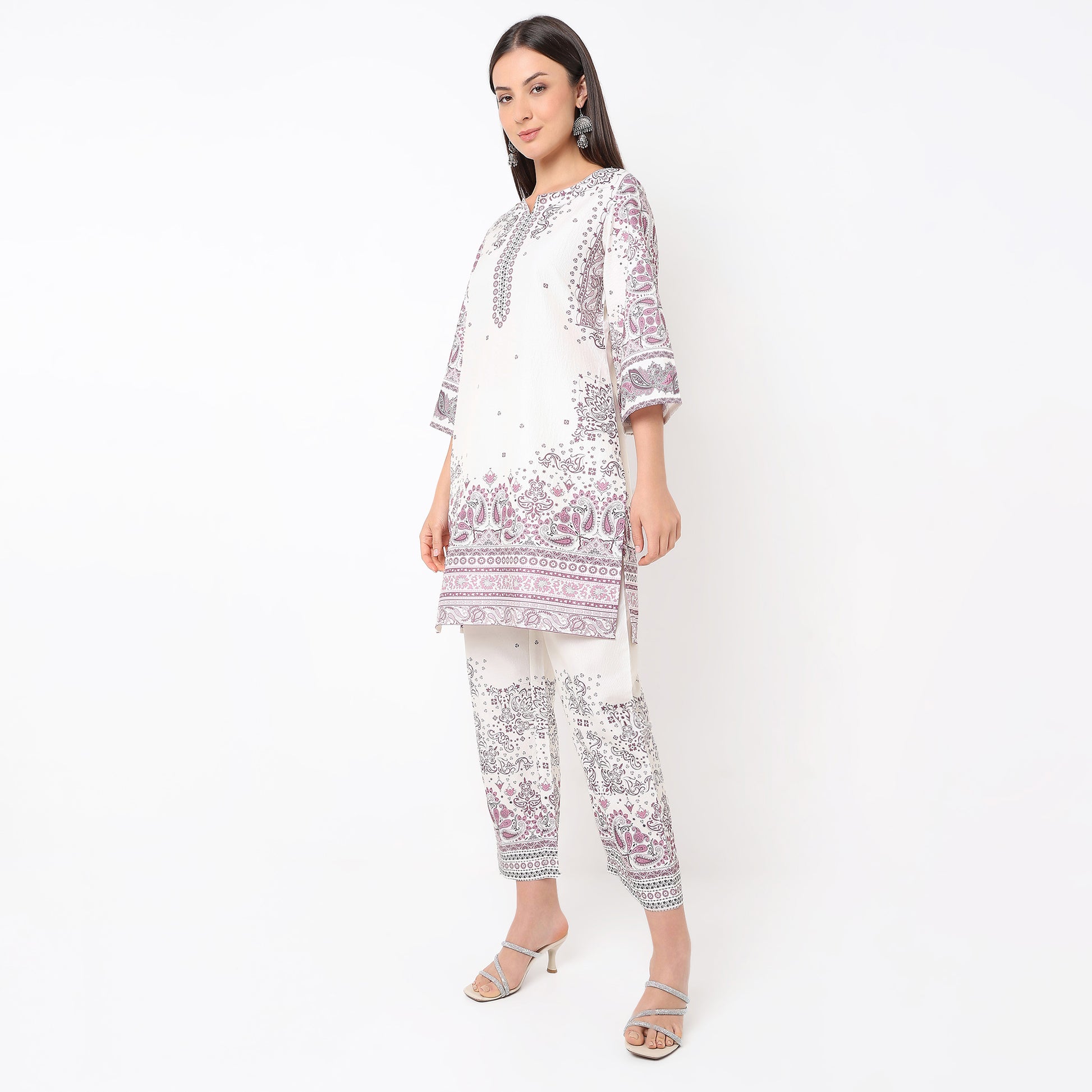 Digital Printed Round Neck Kurta Set