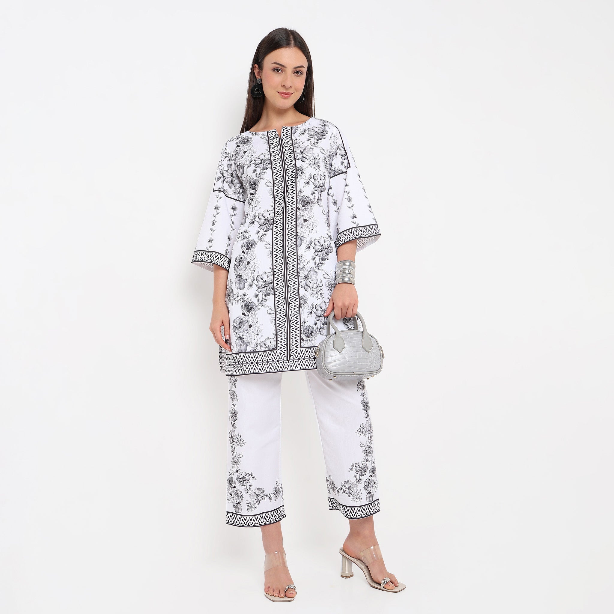 Digital Printed Round Neck Kurta Set