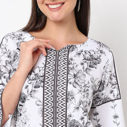 Digital Printed Round Neck Kurta Set