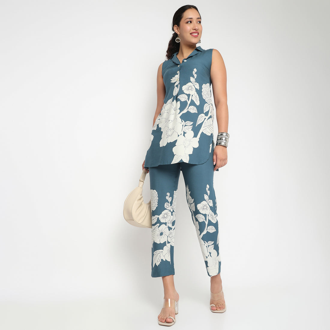 Printed Half Placket Kurta and Pant Cord set