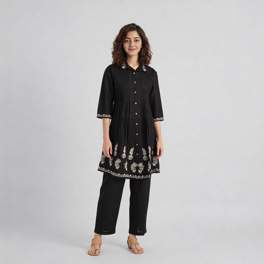 Cotton Printed A Line Kurta with Pant Set