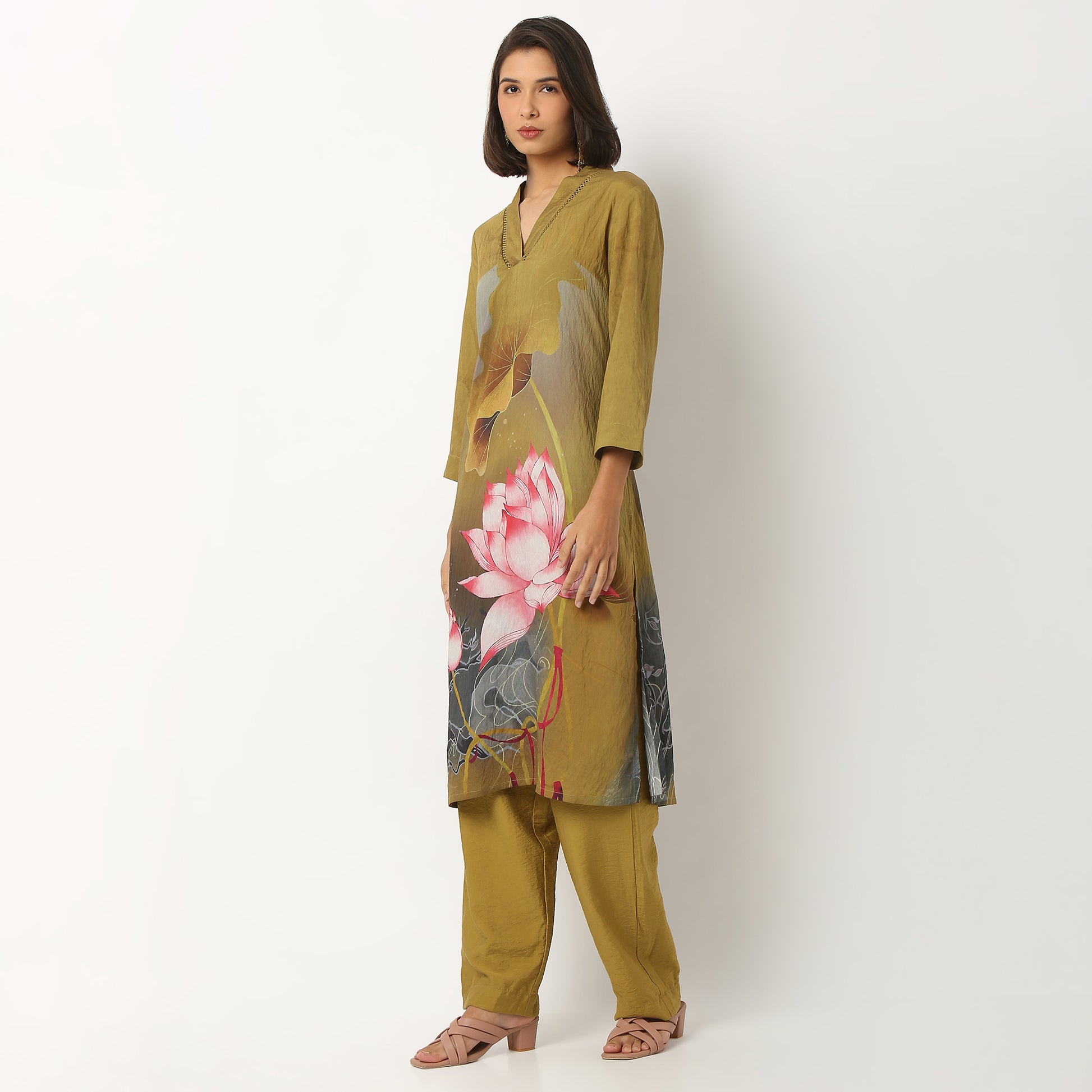 Viscose Nylon Printed Kurta Pant Set