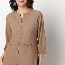 Buy Women Straight Fit Solid Three-Fourth Sleeve Kurta with Pant Set  - Style Union