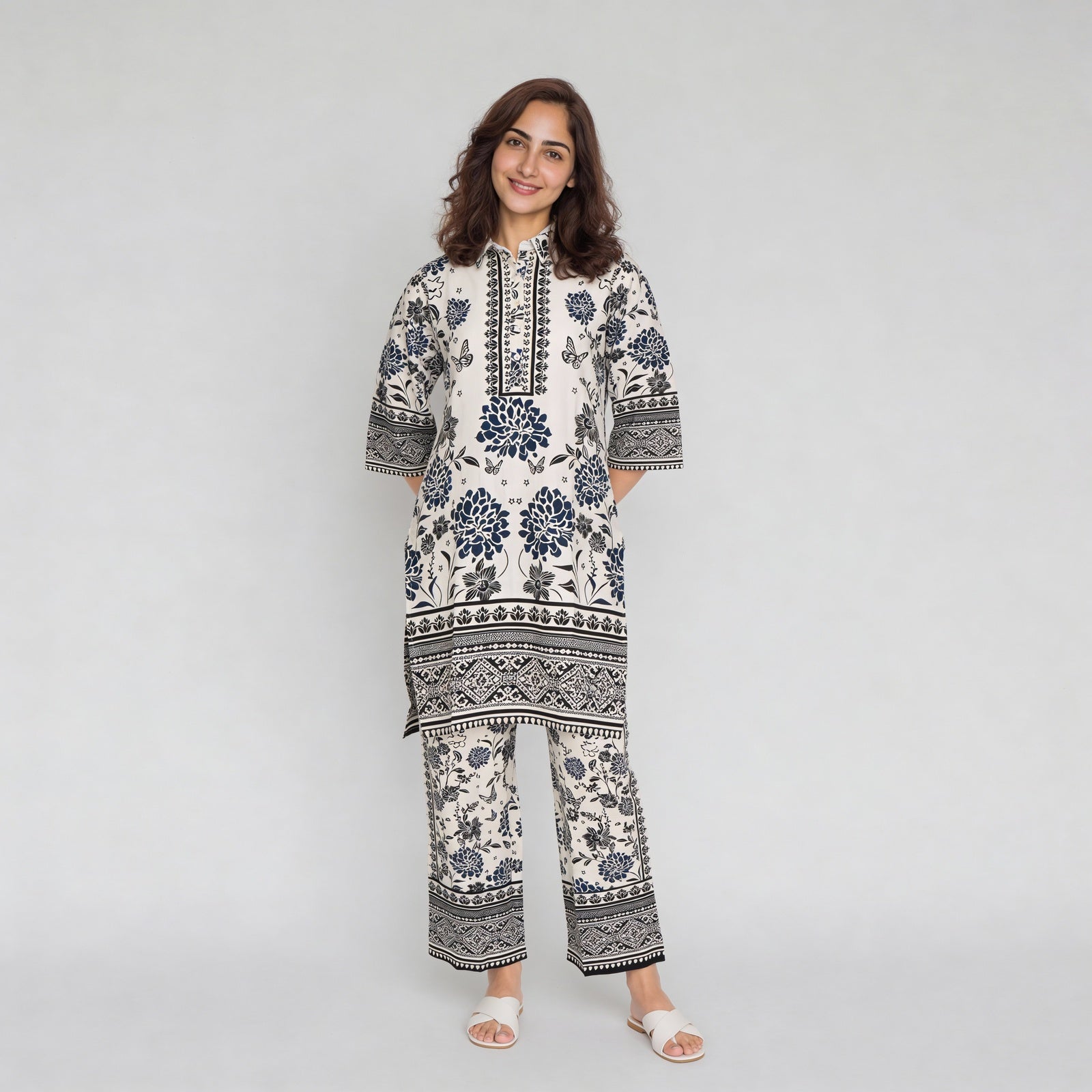 Printed Straight Kurta with Pant Set