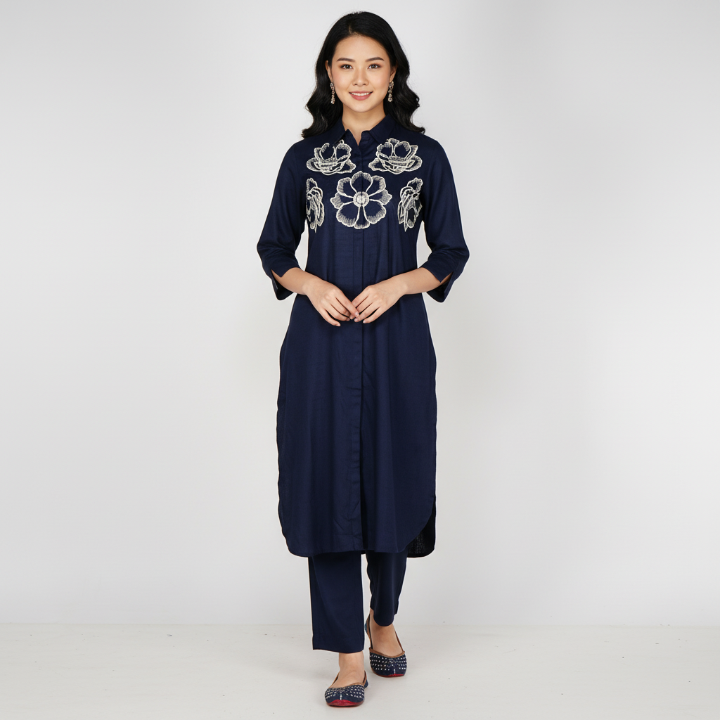 Embroidered Straight Kurta with Pant Set