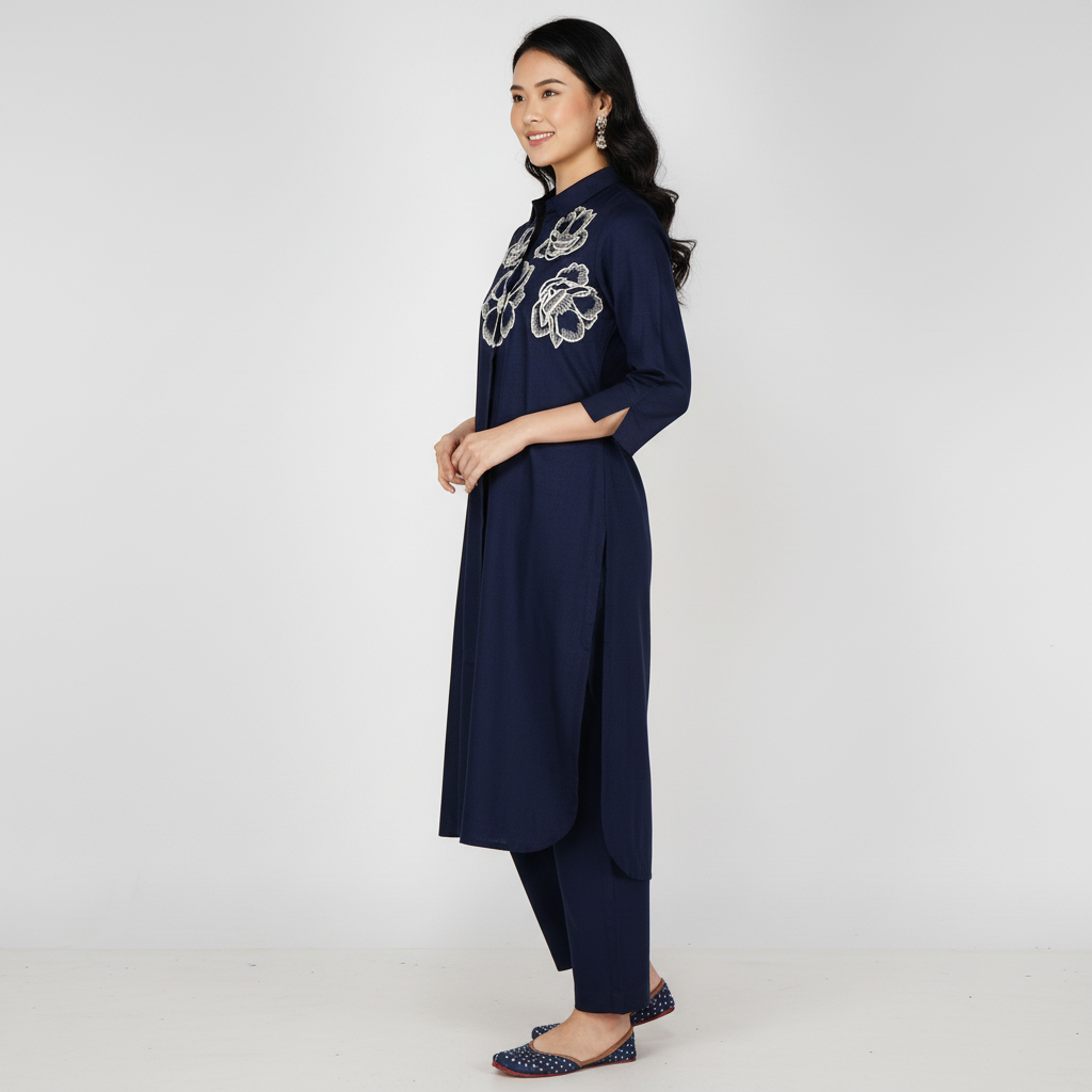 Embroidered Straight Kurta with Pant Set
