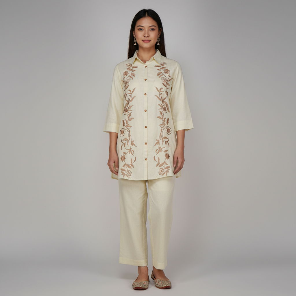 Embroidered Straight Kurta with Pant Set