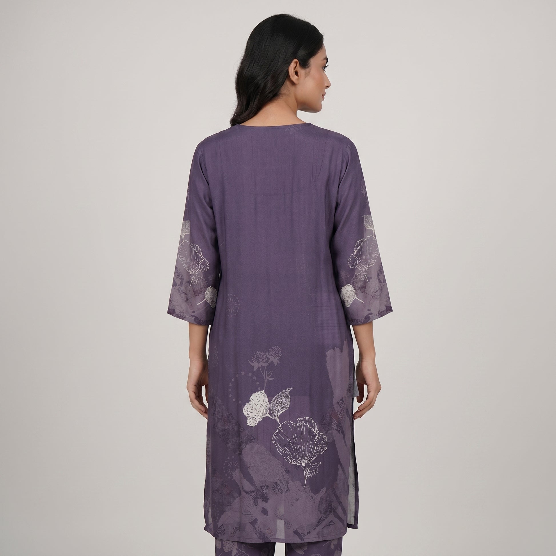 Printed V-Neck Kurta with Pant Set