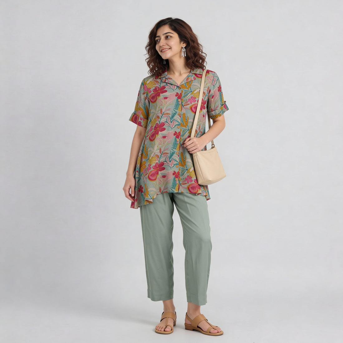Printed Flared Kurta with Pant Set