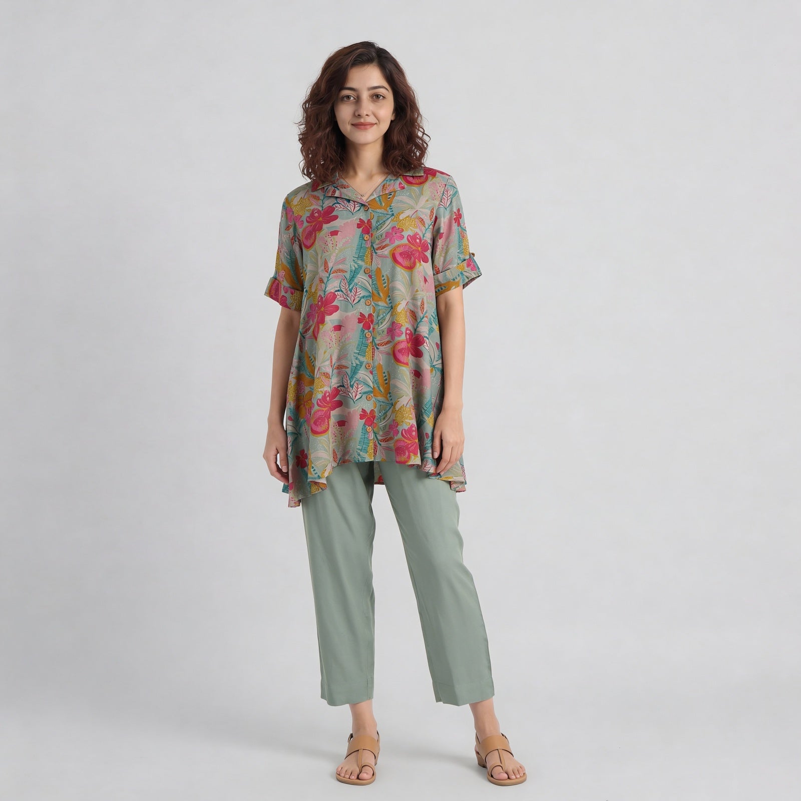 Printed Flared Kurta with Pant Set