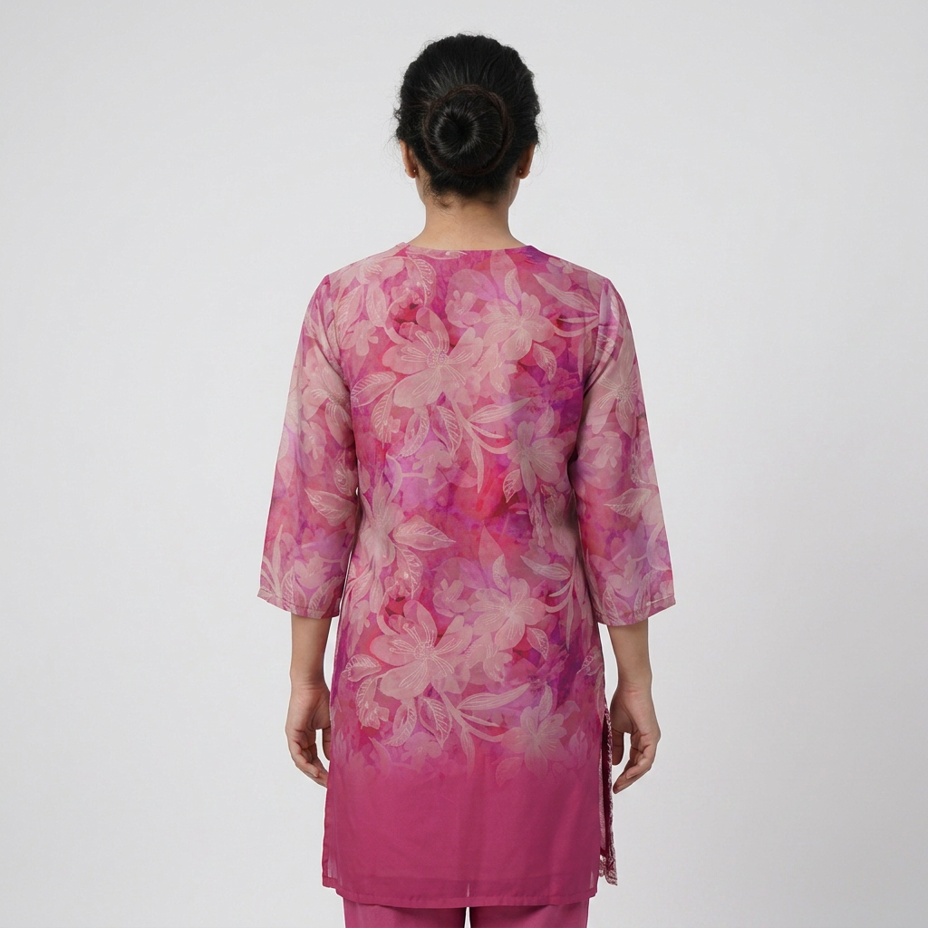 Printed V-Neck Kurta with Pant Set