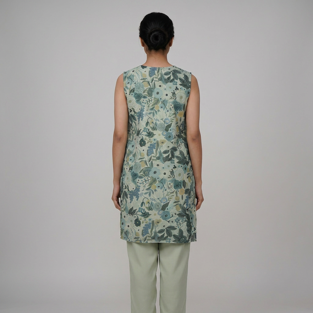 Printed V-Neck Kurta with Pant Set