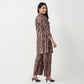 Printed Shirt Collar Straight Ethnic Sets