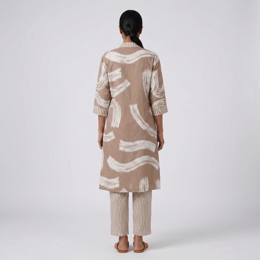 Printed V-Neck Kurta with Pant Set