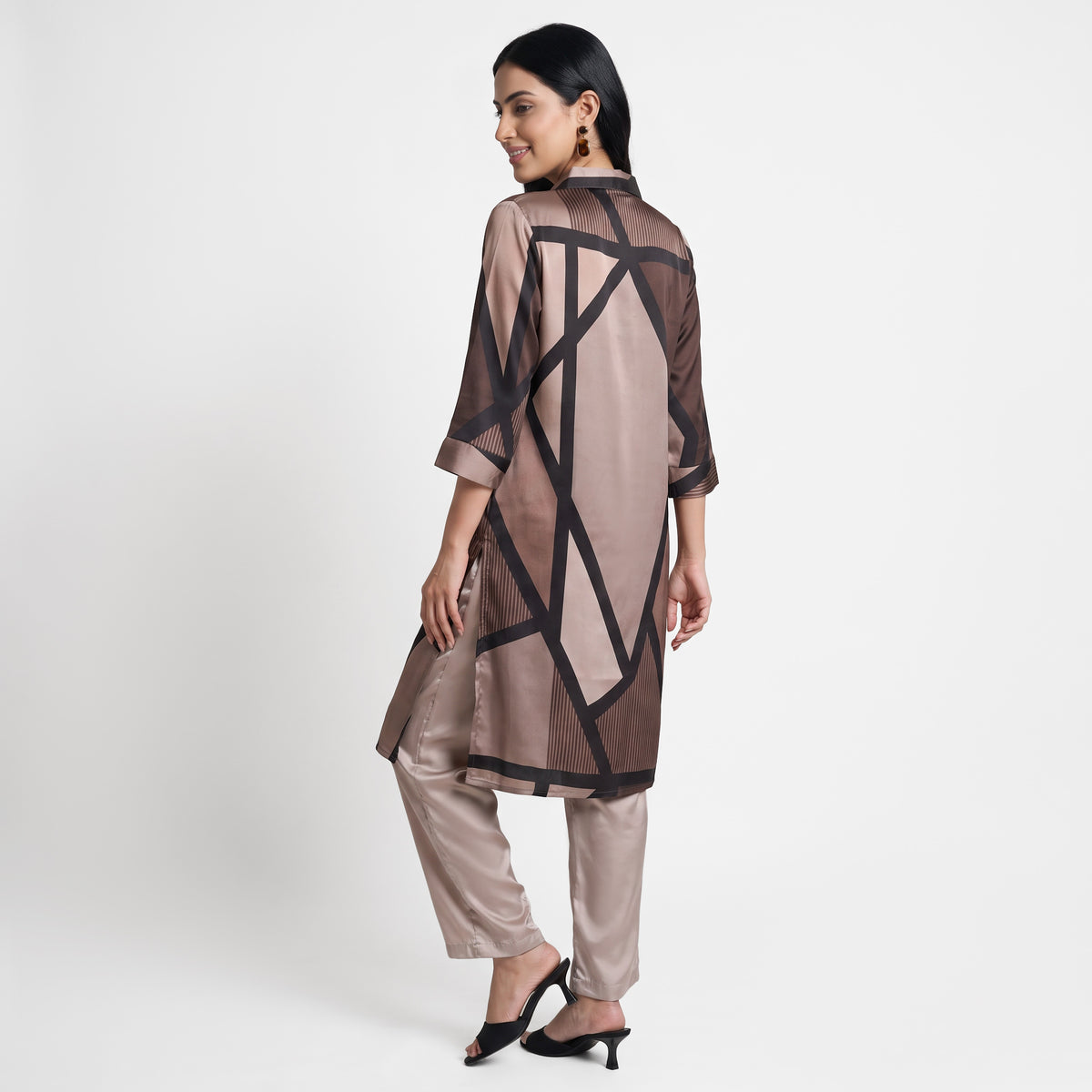Printed Collar Kurta with Pant Set