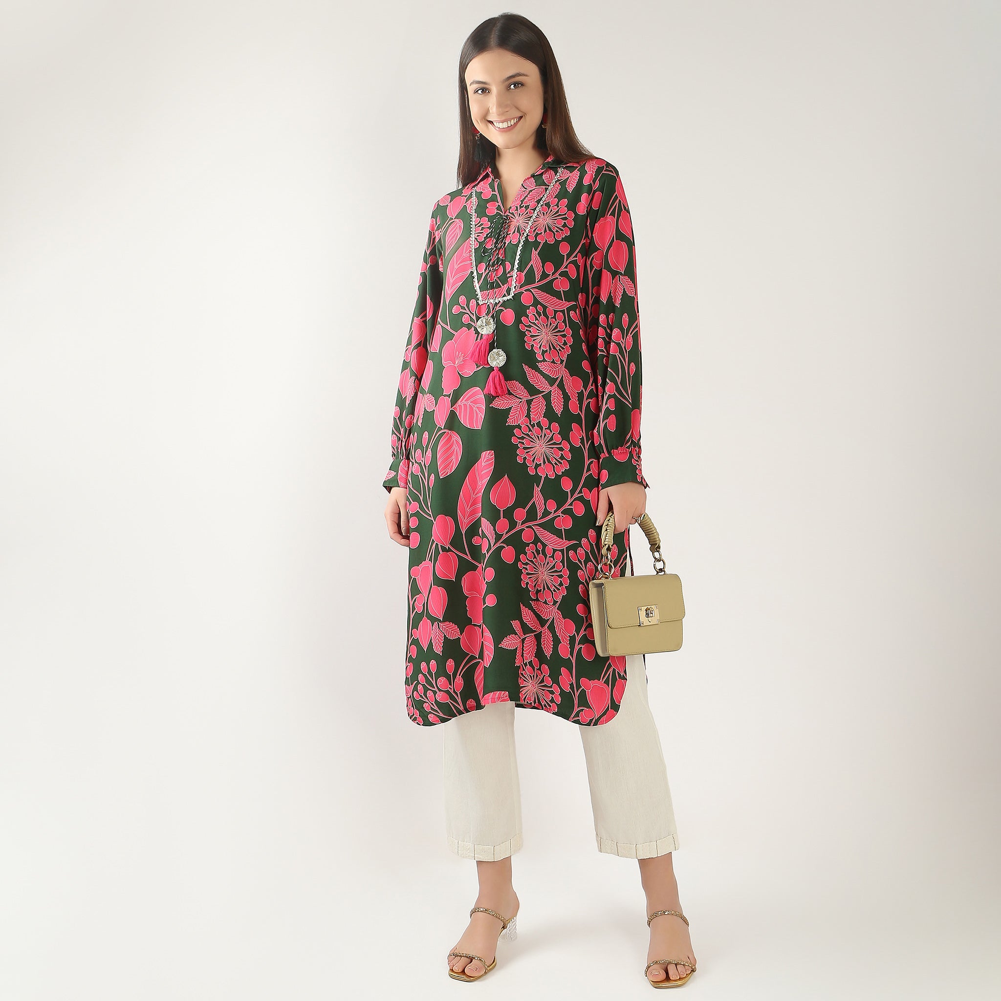 Straight Fit Printed A-Line Kurta