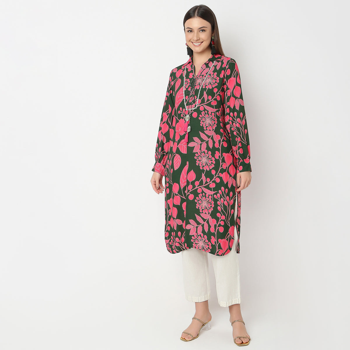 Straight Fit Printed A-Line Kurta