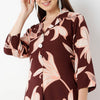 Straight Fit Printed Lapel Collar Kurta