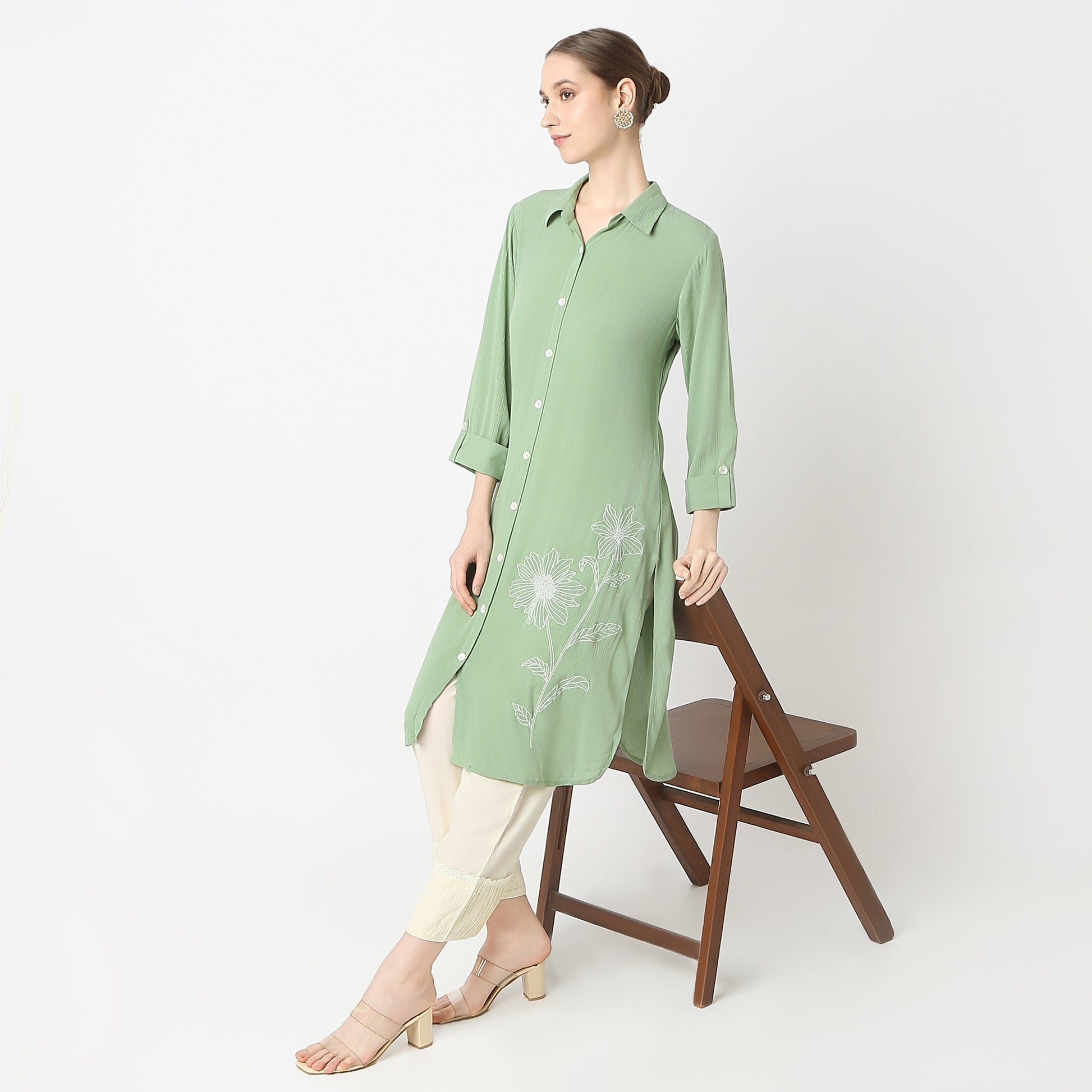 Flare Fit Solid Kurta