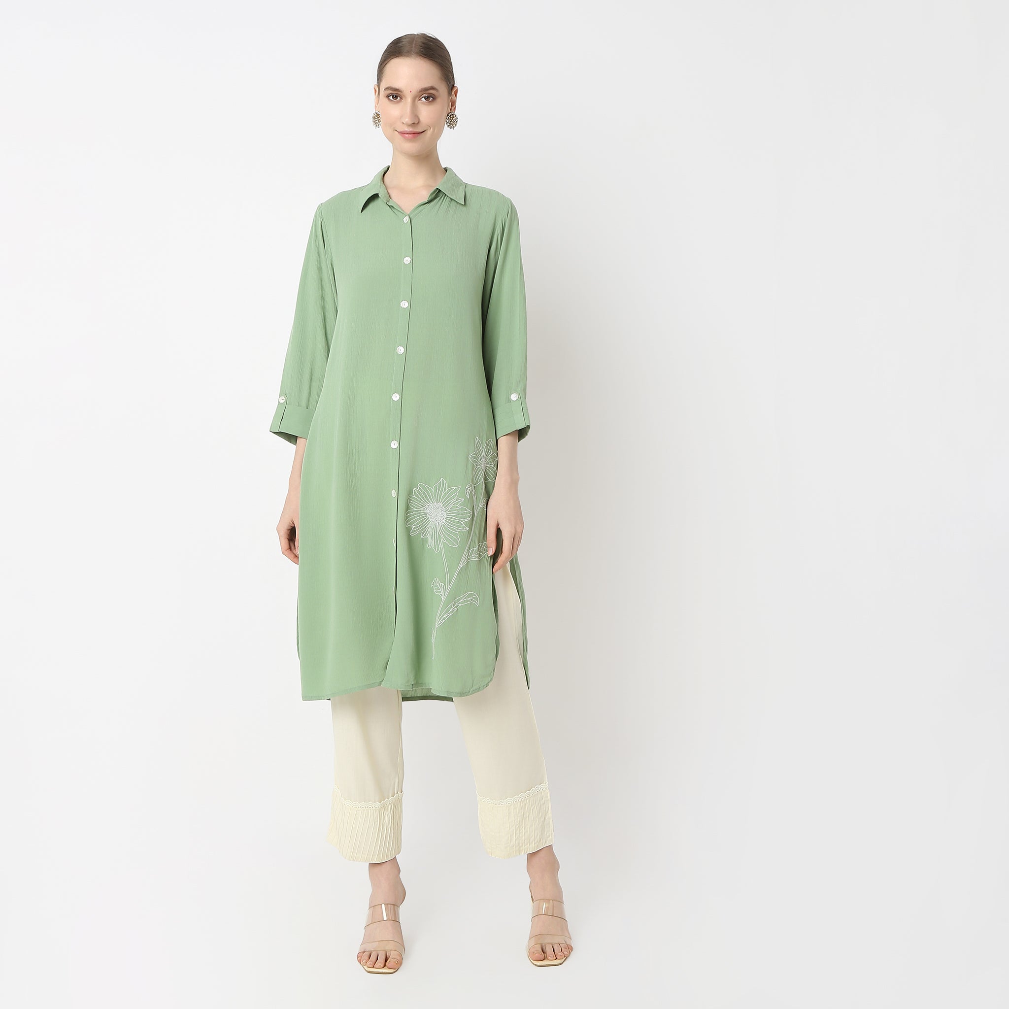 Flare Fit Solid Kurta