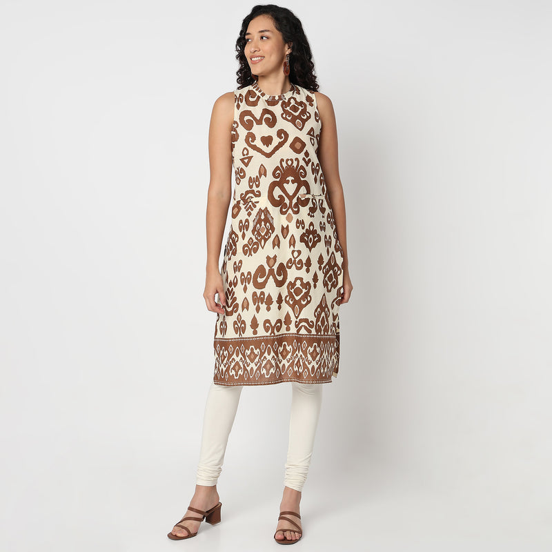 Straight Fit Printed Sleeveless Kurta