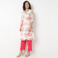V-Neck Printed Below Knee Straight Kurta