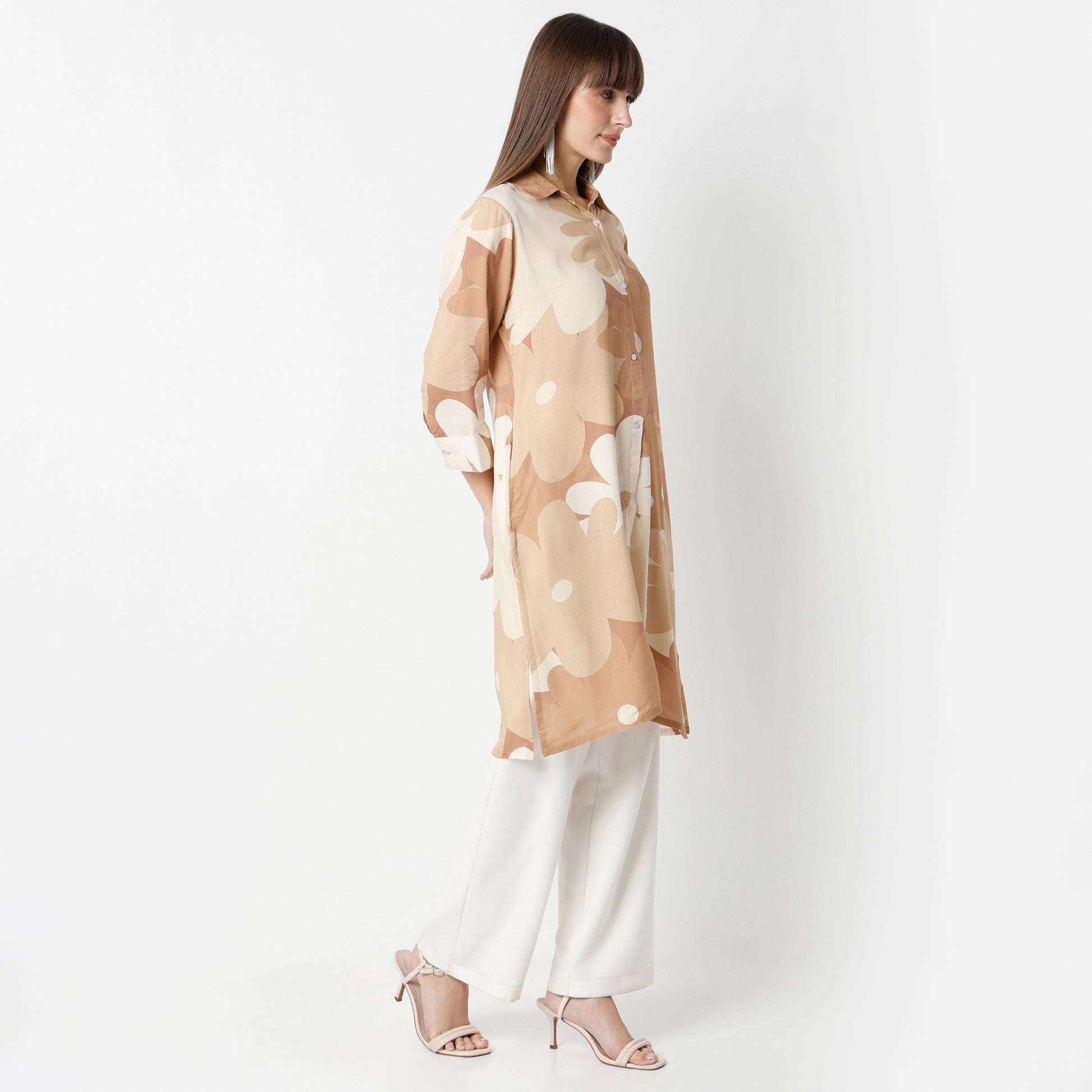 Buy Women Straight Fit Printed Three-Fourth Sleeve Kurta  - Style Union