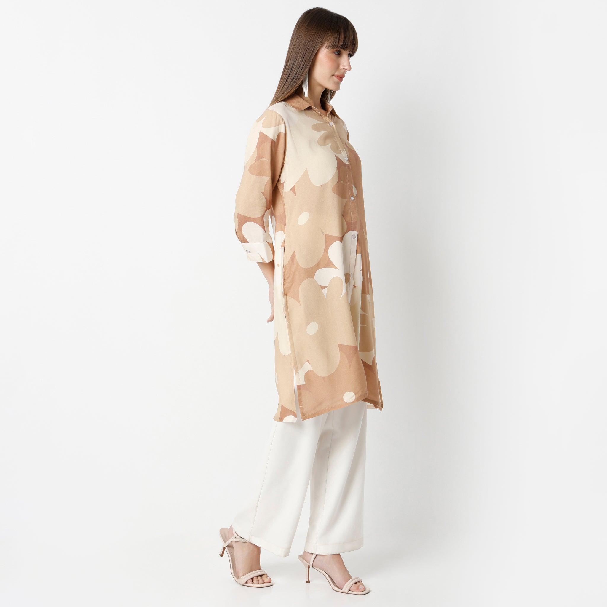 Buy Women Straight Fit Printed Three-Fourth Sleeve Kurta  - Style Union