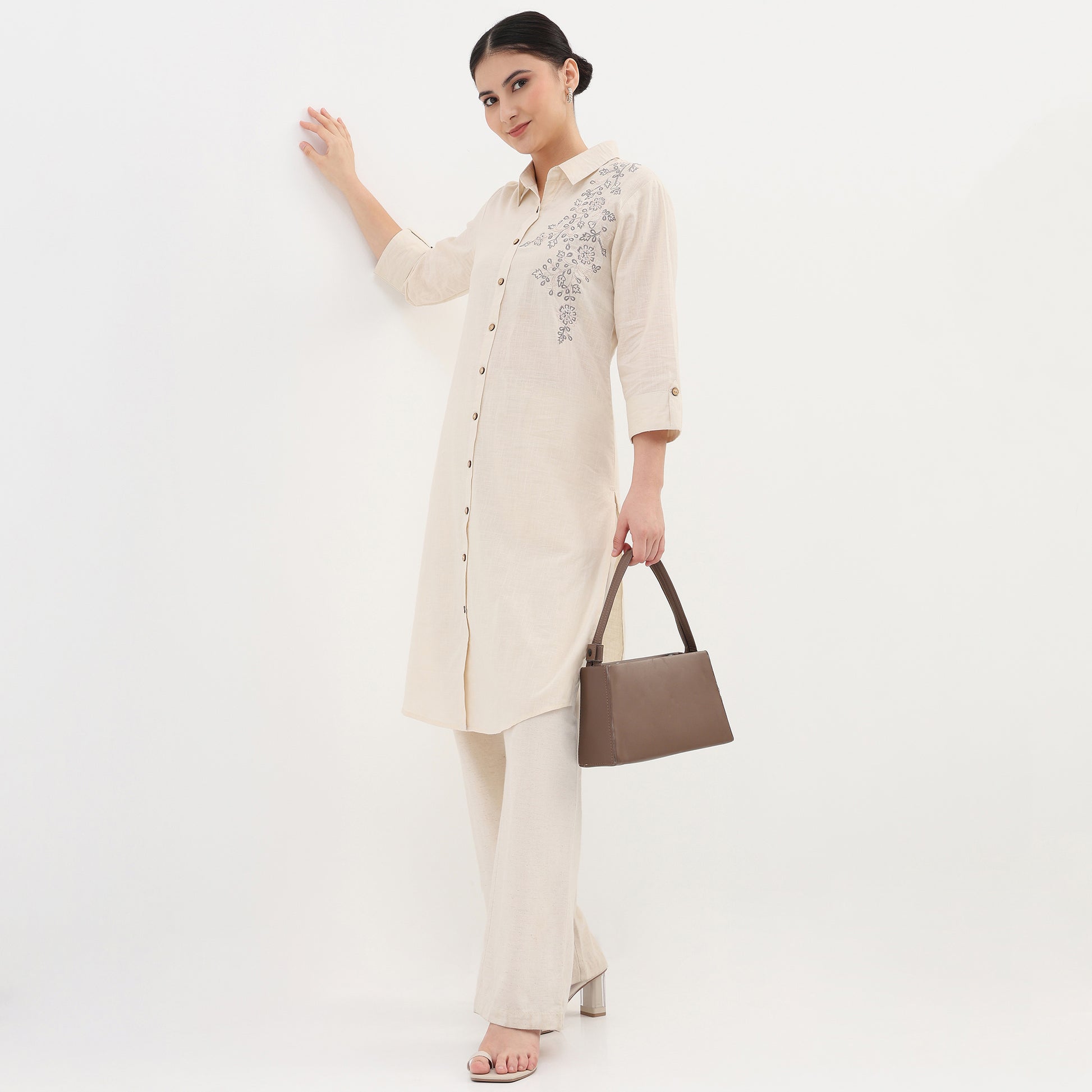 Cotton Embroidered Straight Kurta