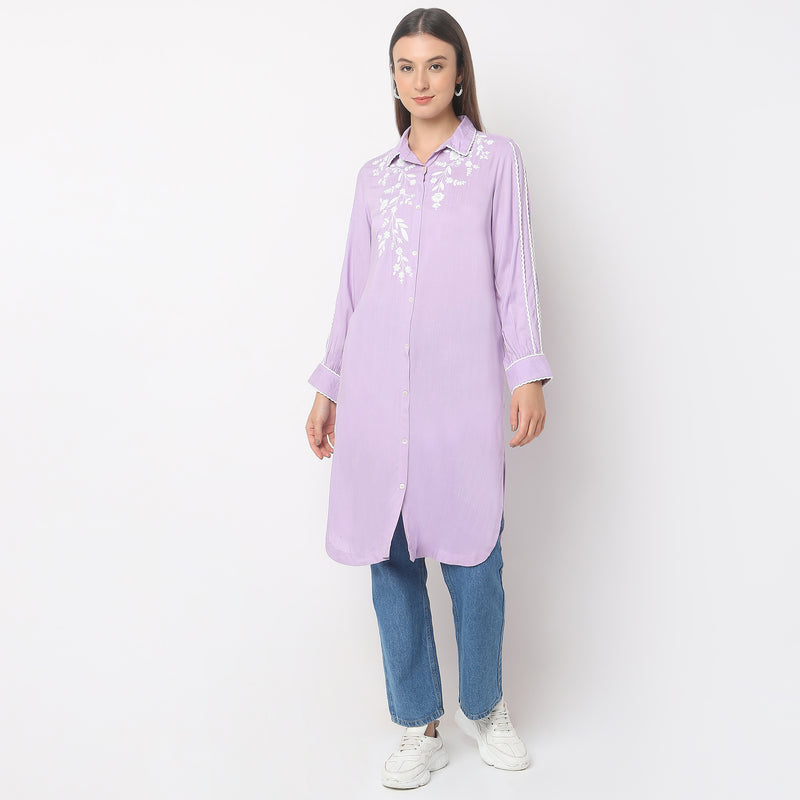 Flare Fit Embroidered Kurta