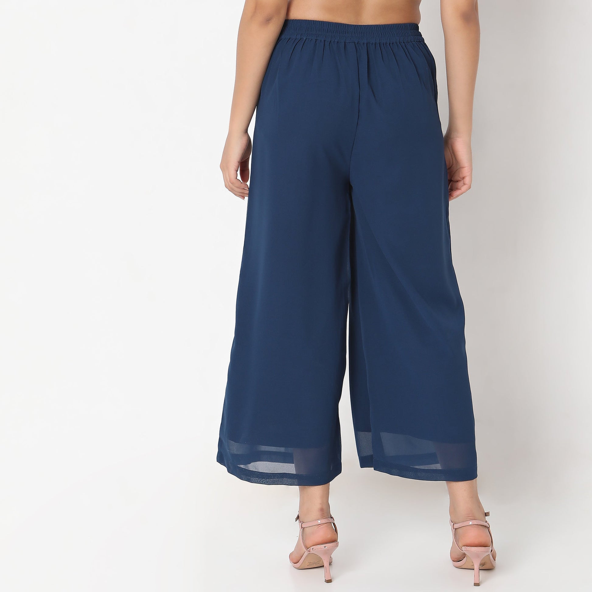 Flare Fit Solid High Rise Palazzos