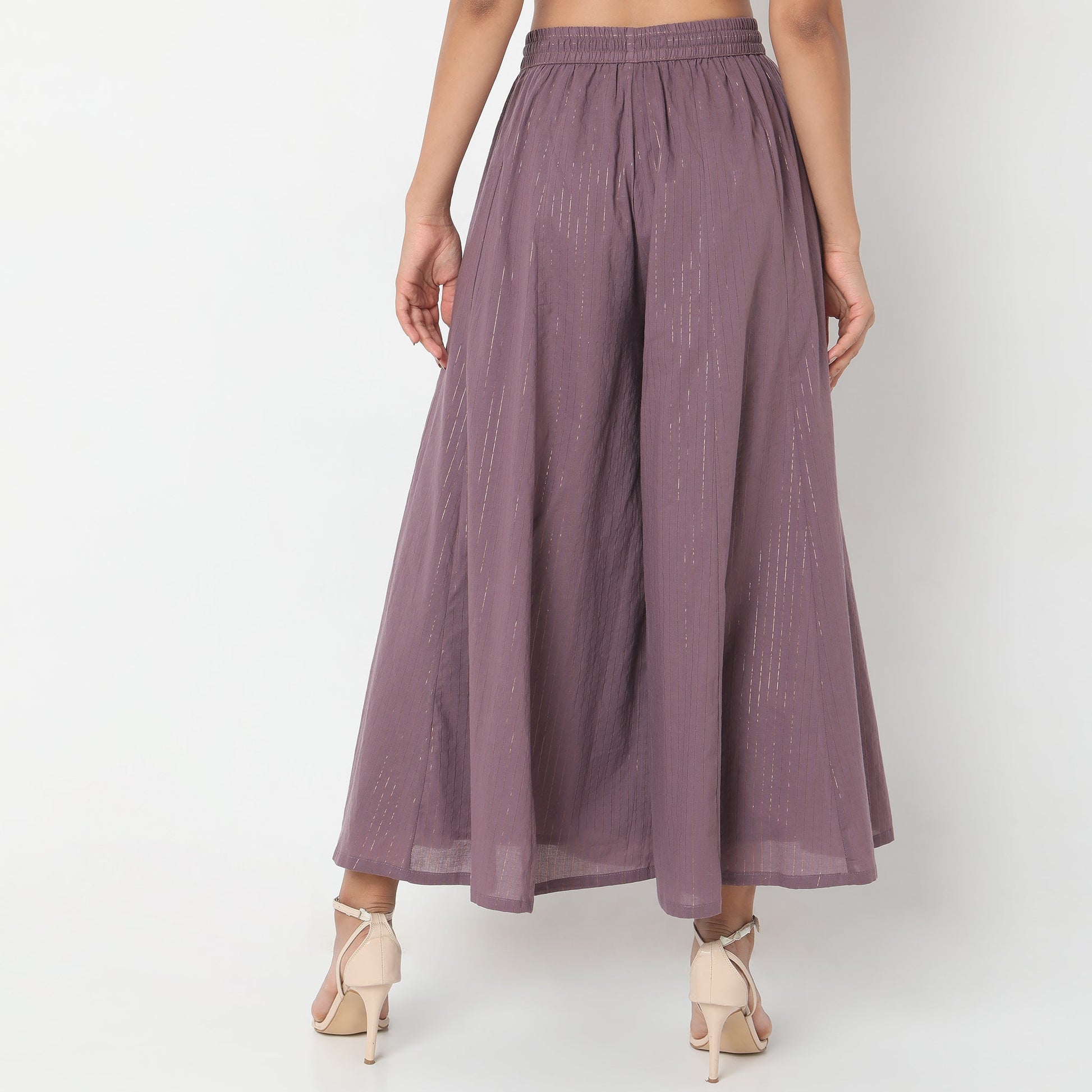 Flare Fit Striped High Rise Palazzos