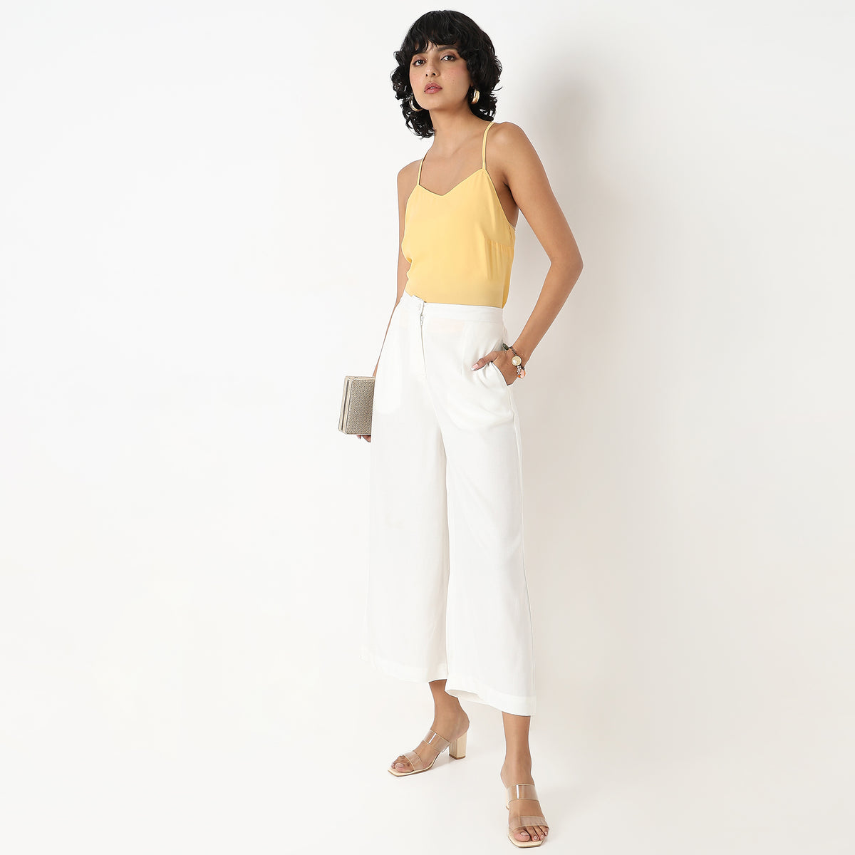 Flare Fit Solid High Rise Culottes